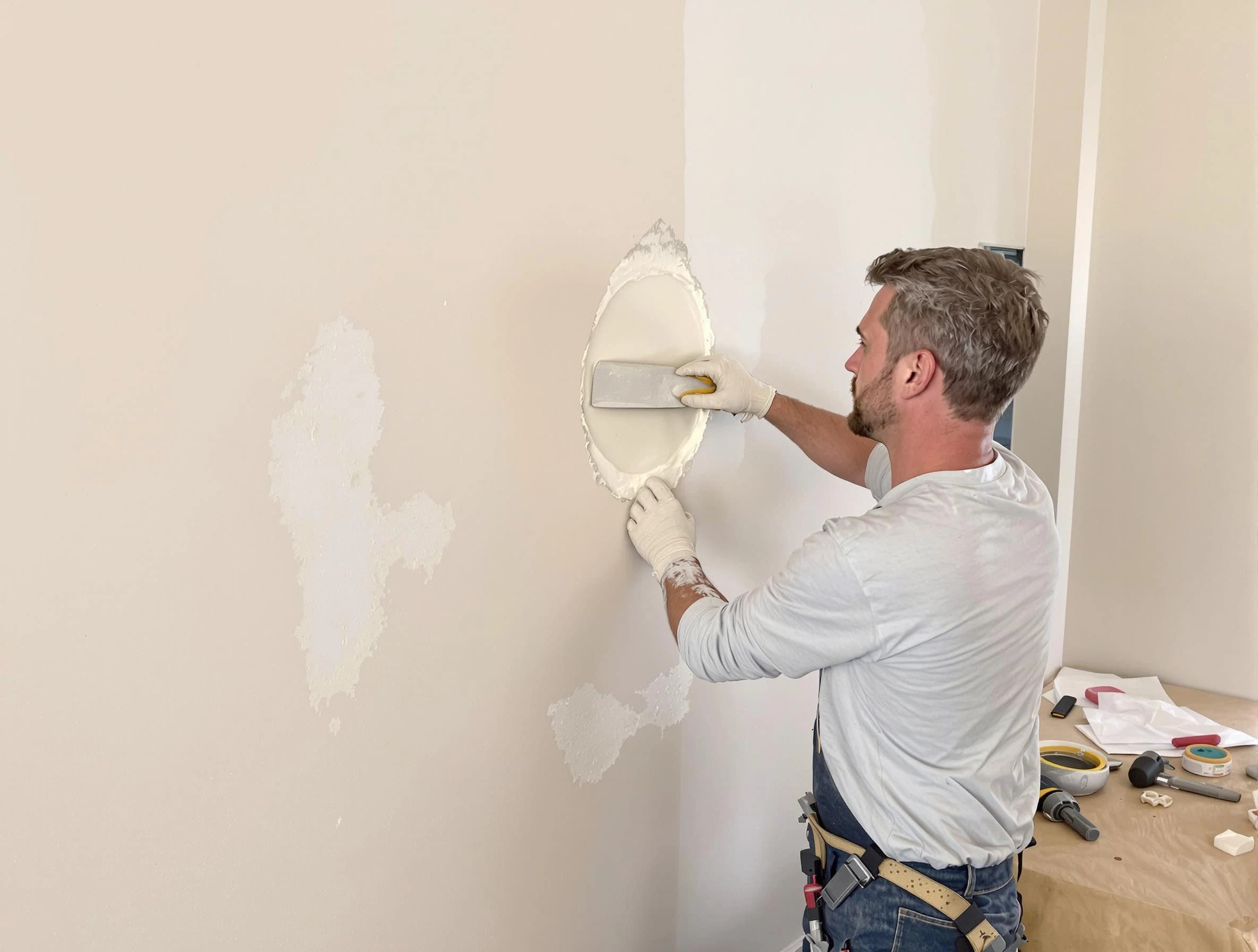 Apache Junction House Painters technician patching a drywall hole in Apache Junction, AZ