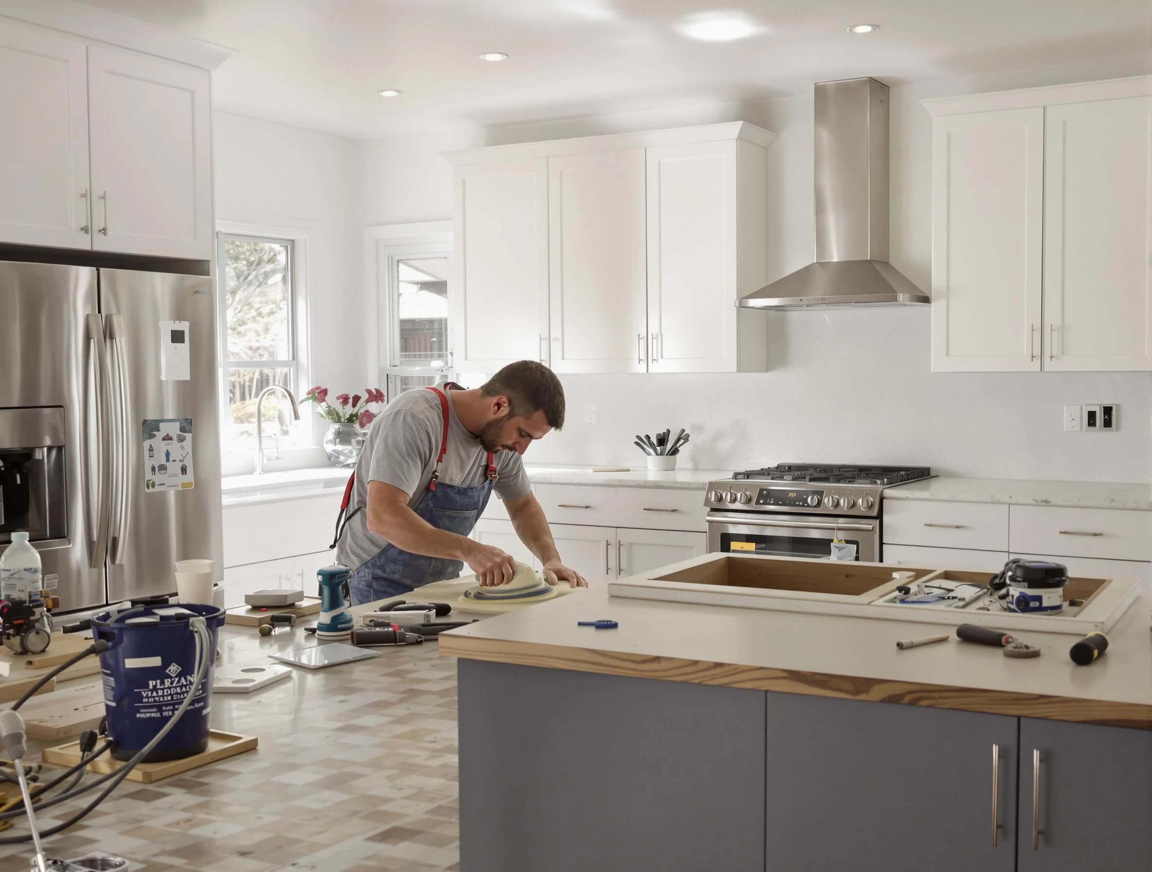Apache Junction House Painters refinishing kitchen cabinets in Apache Junction, AZ