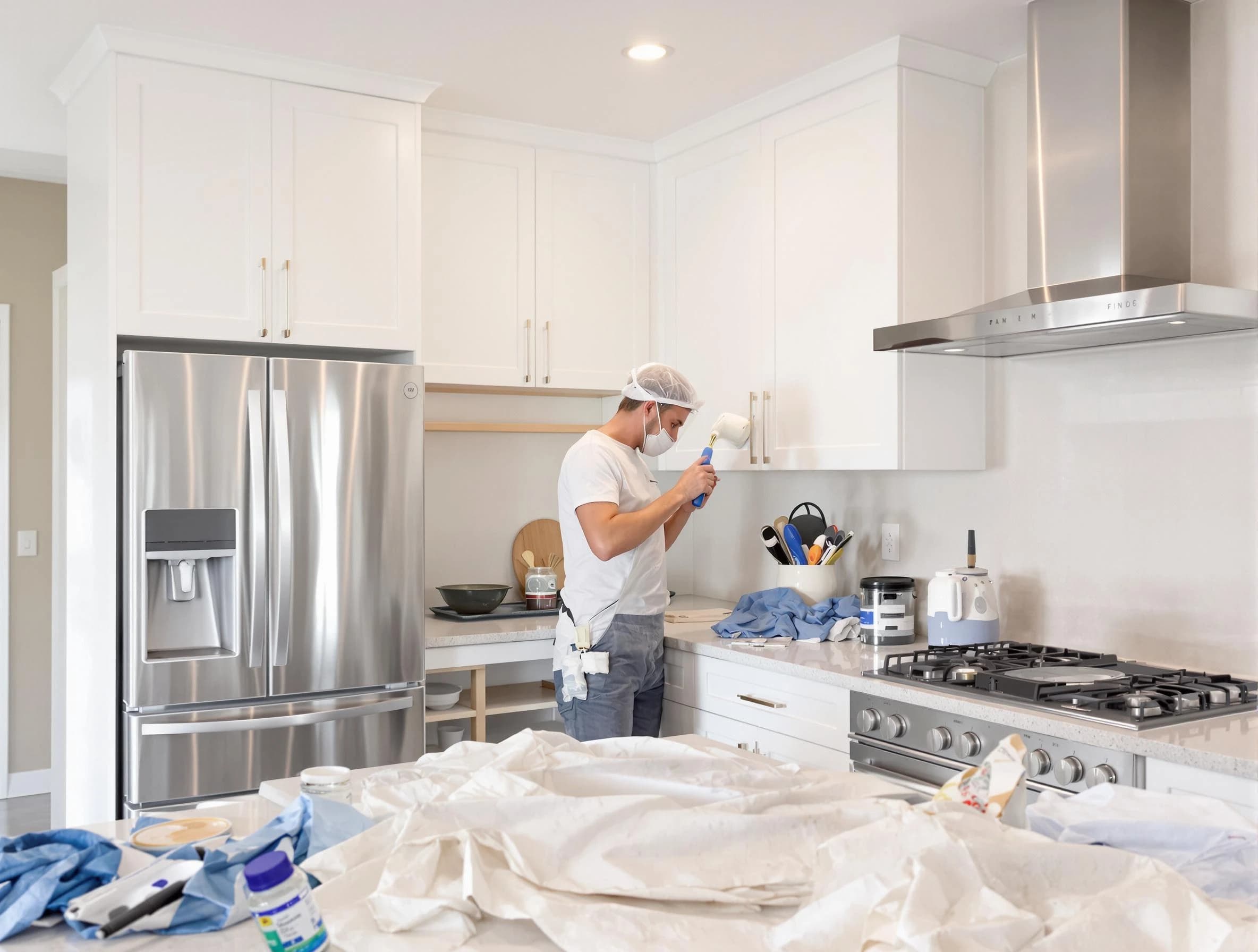 Apache Junction House Painters painter applying a fresh coat in a kitchen located in Apache Junction, AZ