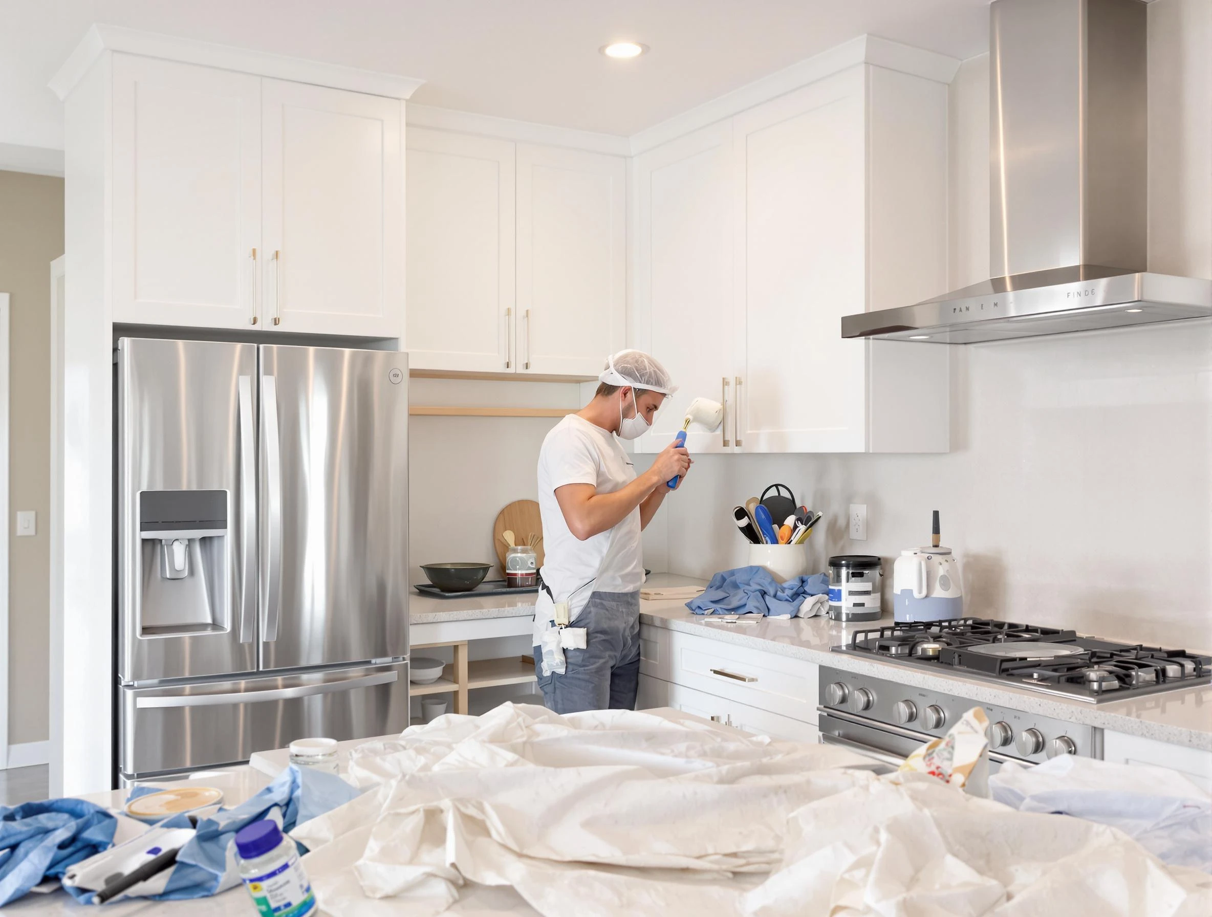 Apache Junction House Painters painter applying a fresh coat in a kitchen located in Apache Junction, AZ