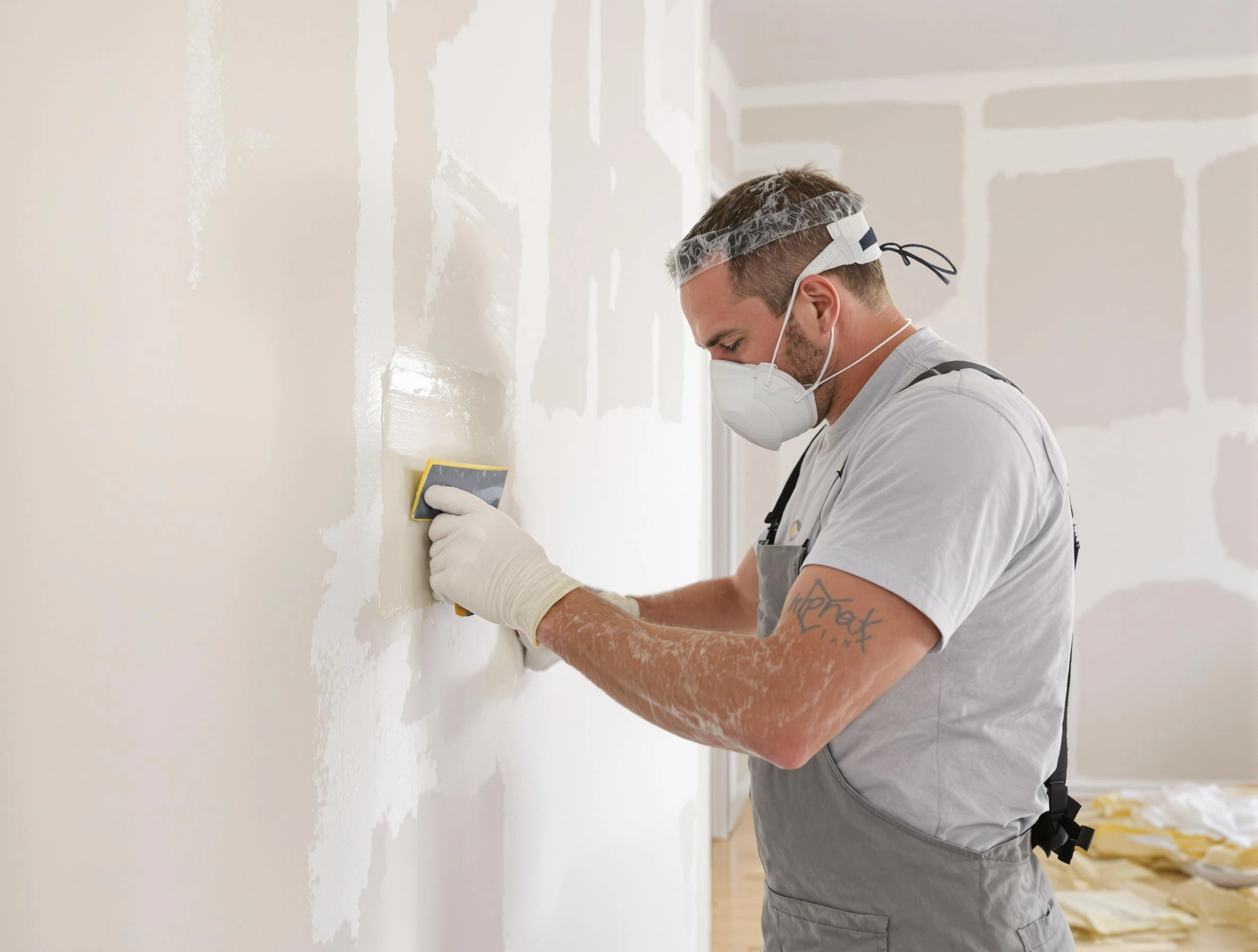 Apache Junction House Painters technician applying mud to drywall seams in Apache Junction, AZ